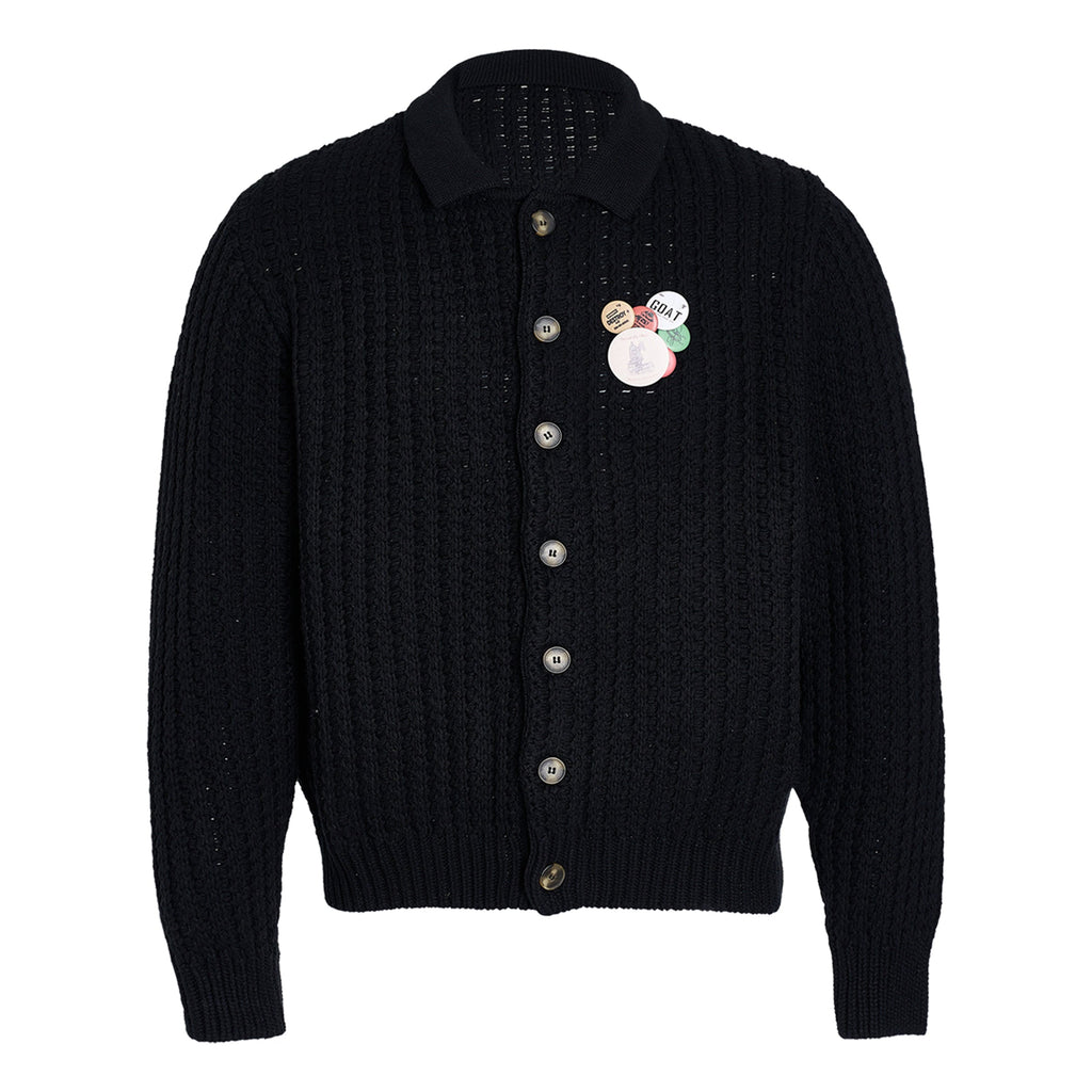 STEEPC Vintage Button Badge Knit Cardigan