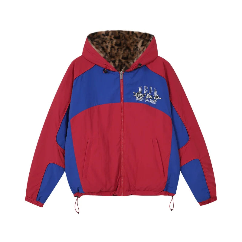 MEDM Reversible Leopard Fur Hooded Track Jacket