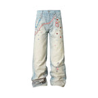 YADcrew Cute Heart Photorealistic Print Jeans