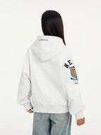 Small Town Kid Turquoise Studded Badge Embroidered Zip-Up Hoodie