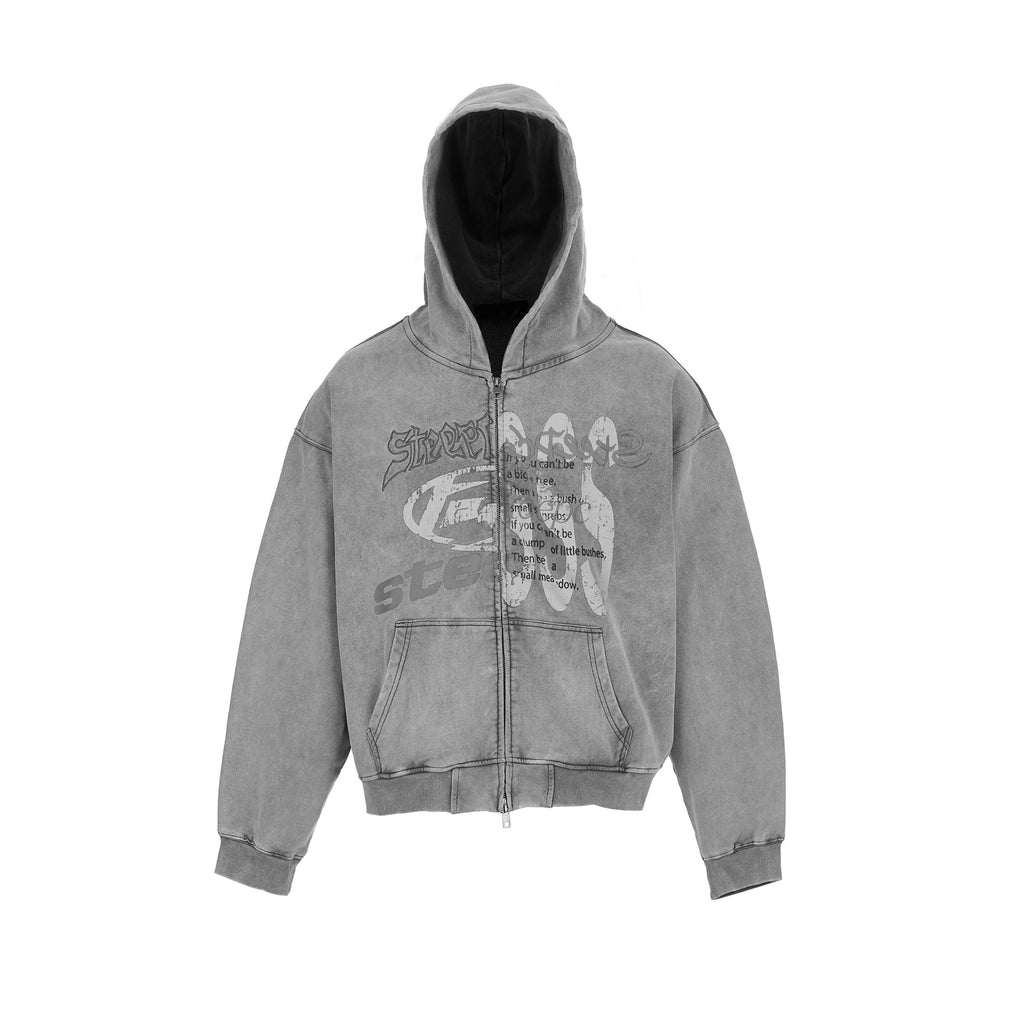 STEEPC Heavy Washed Old Boxy Zip Hoodie