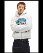NOVACAM Vintage Print Zip Up Hoodie