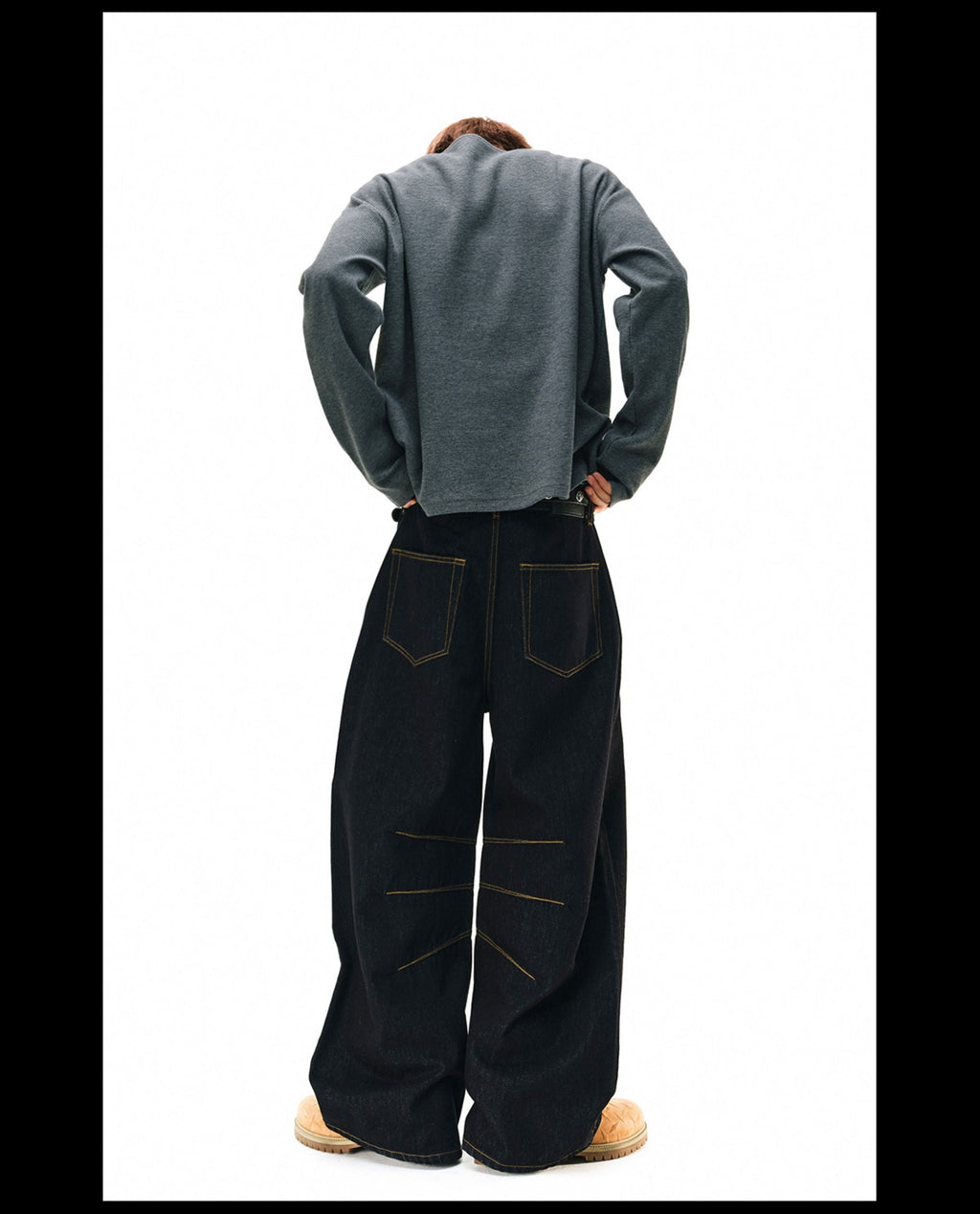NOVACAM Yellow Stitch Baggy Jeans