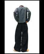 NOVACAM Yellow Stitch Baggy Jeans