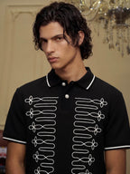 YADcrew Braid Embroidered Waffle Polo Shirt