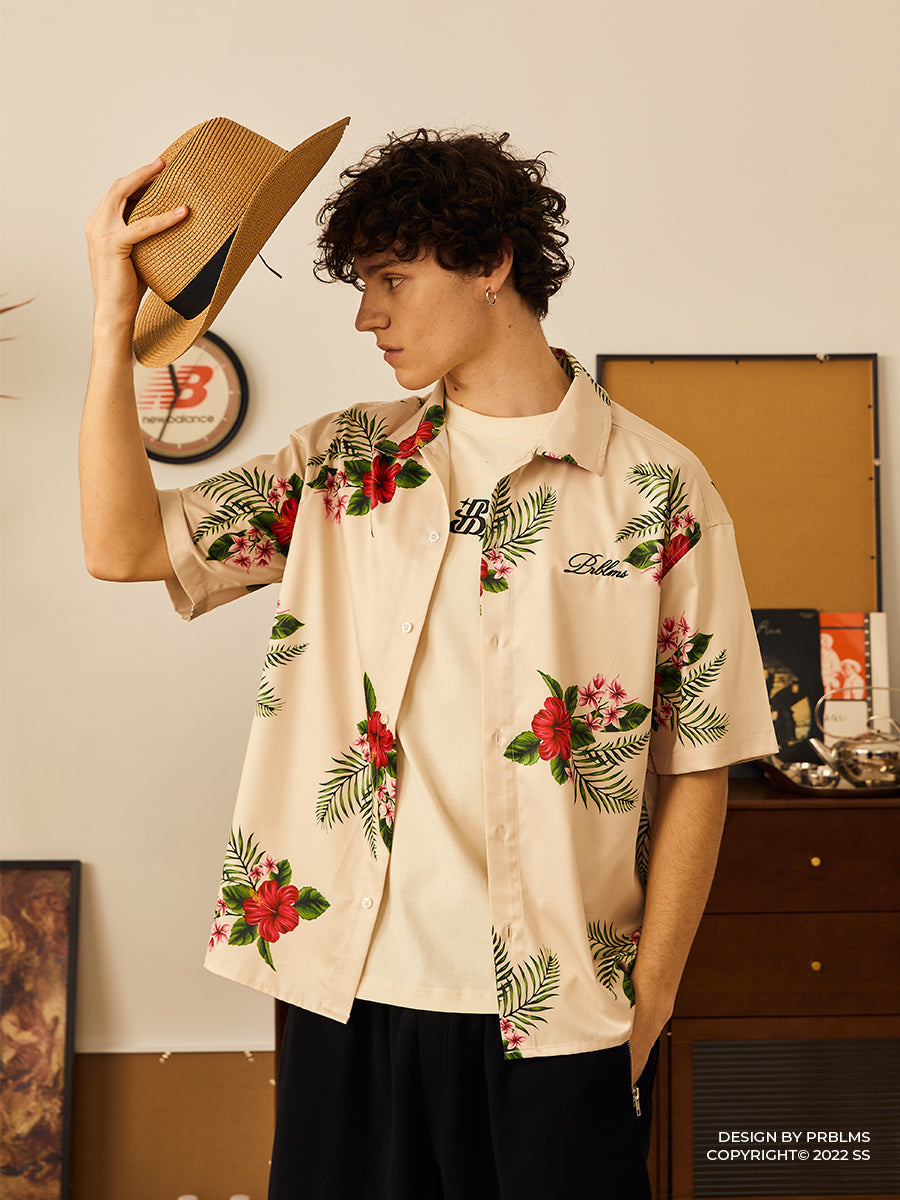 PRBLMS Hawaiian Flower Short Sleeved Shirt