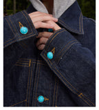 S45 Turquoise Button Denim Jacket