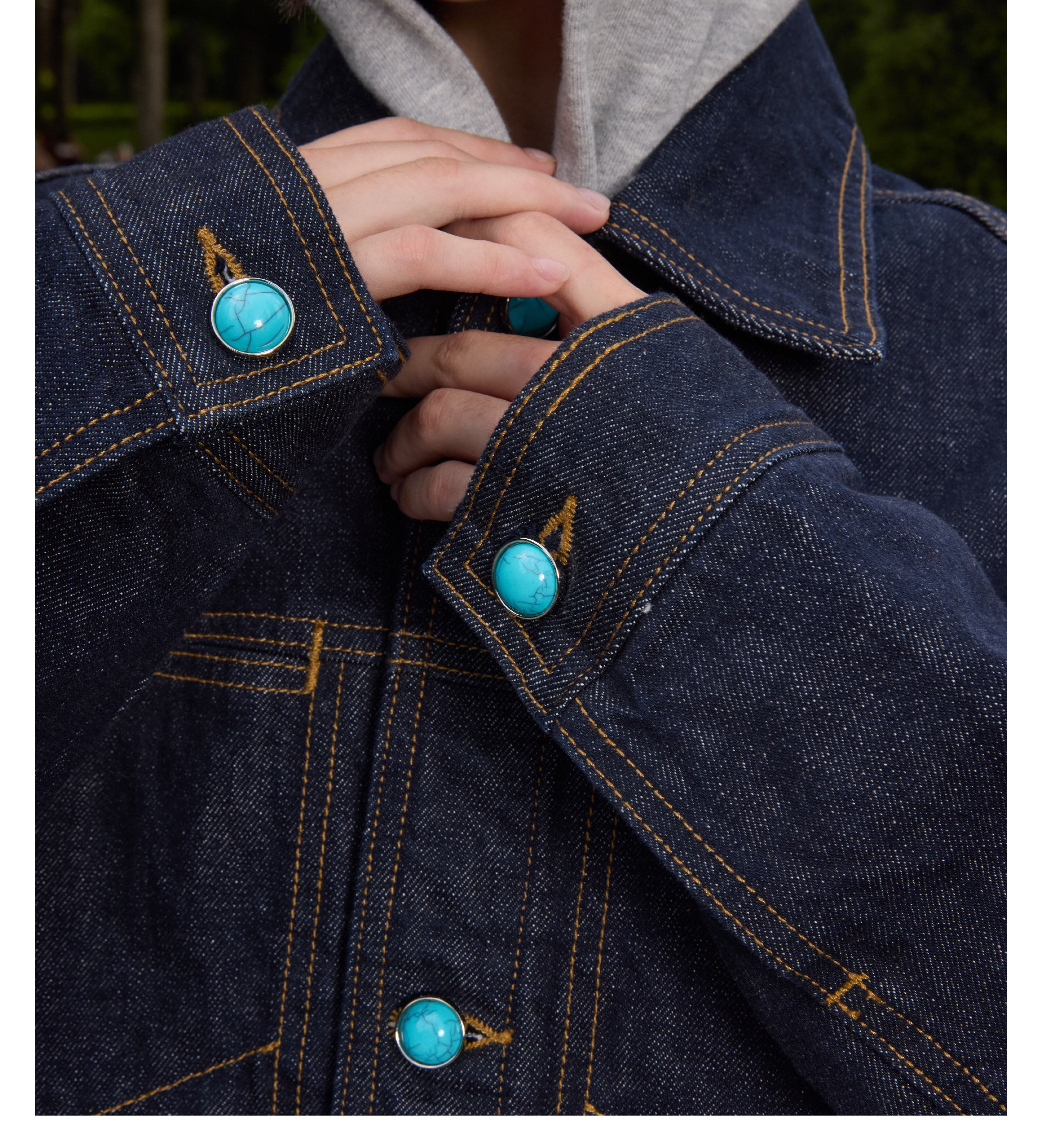 S45 Turquoise Button Denim Jacket