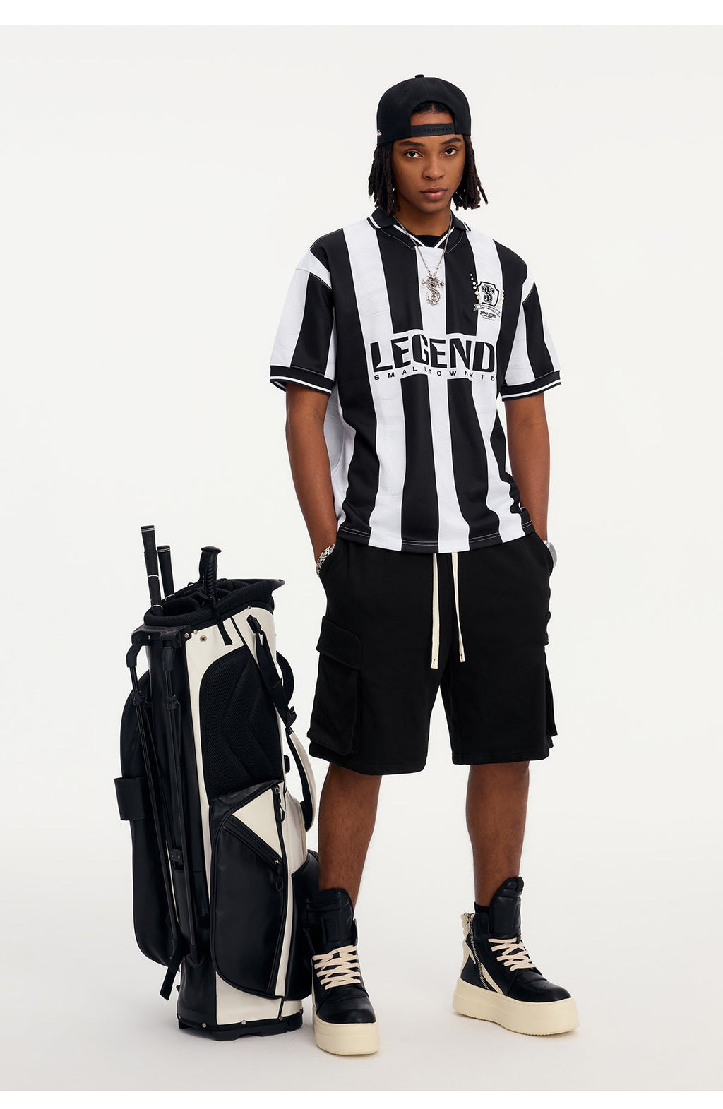 Small Town Kid Water Ripple Striped Polo Jersey