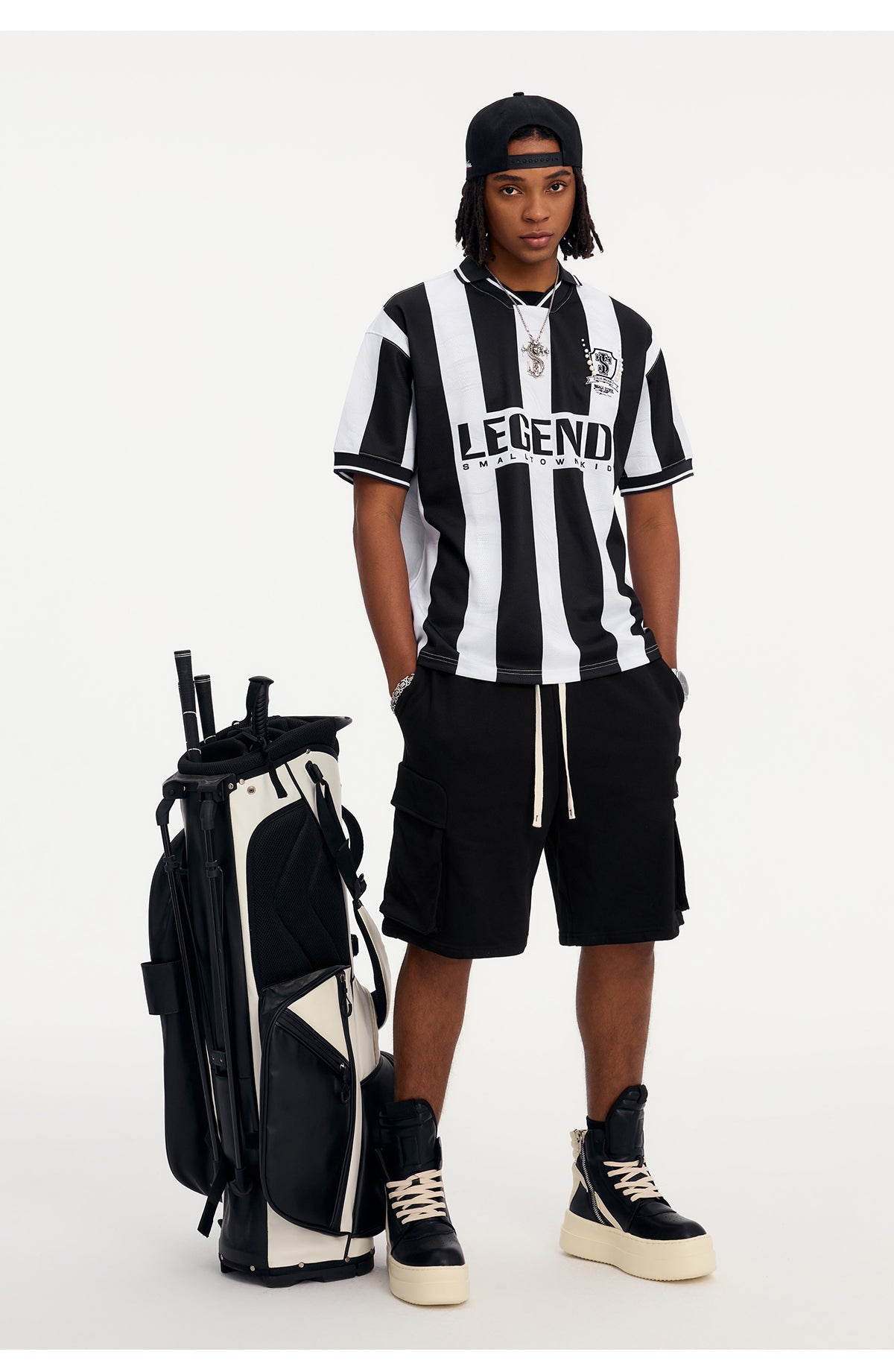 Small Town Kid Water Ripple Striped Polo Jersey