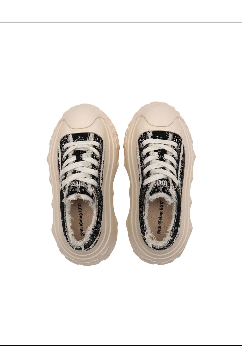 1807 INF-008 Gothic Lace Up Canvas Paisley Chunky Sneakers