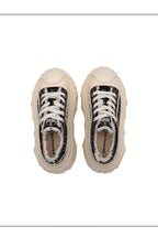 1807 INF-008 Gothic Lace Up Canvas Paisley Chunky Sneakers