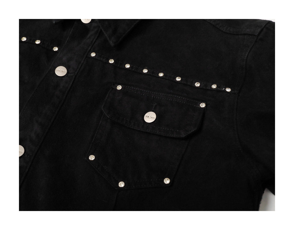 KARMANISTIC Diamond Studded Short Denim Jacket