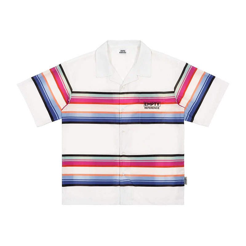 EMPTY REFERENCE Rainbow Stripe Halo Printed Short Sleeve Shirt