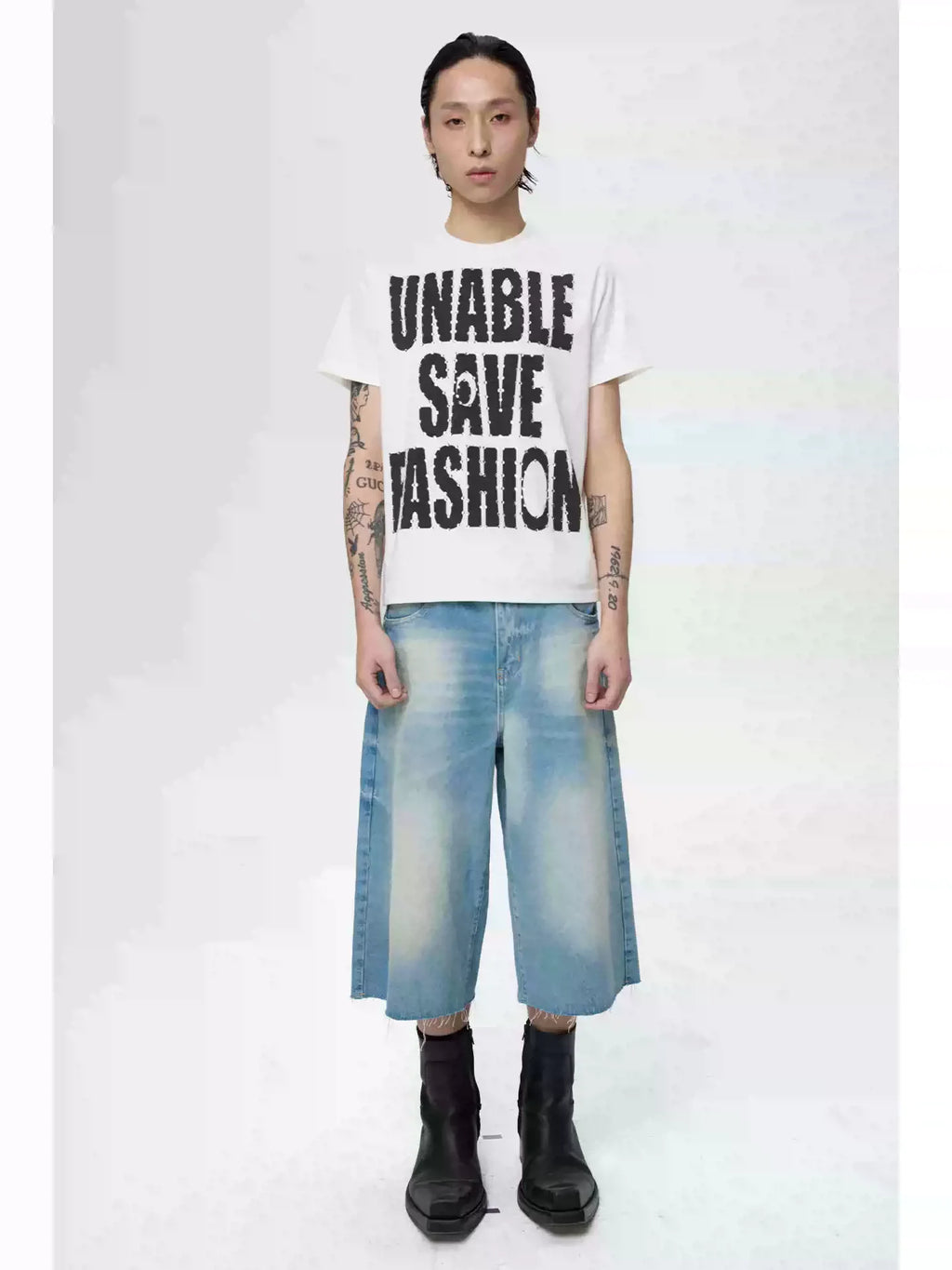 KARMANISTIC Rhinestone Slogan Print Tee