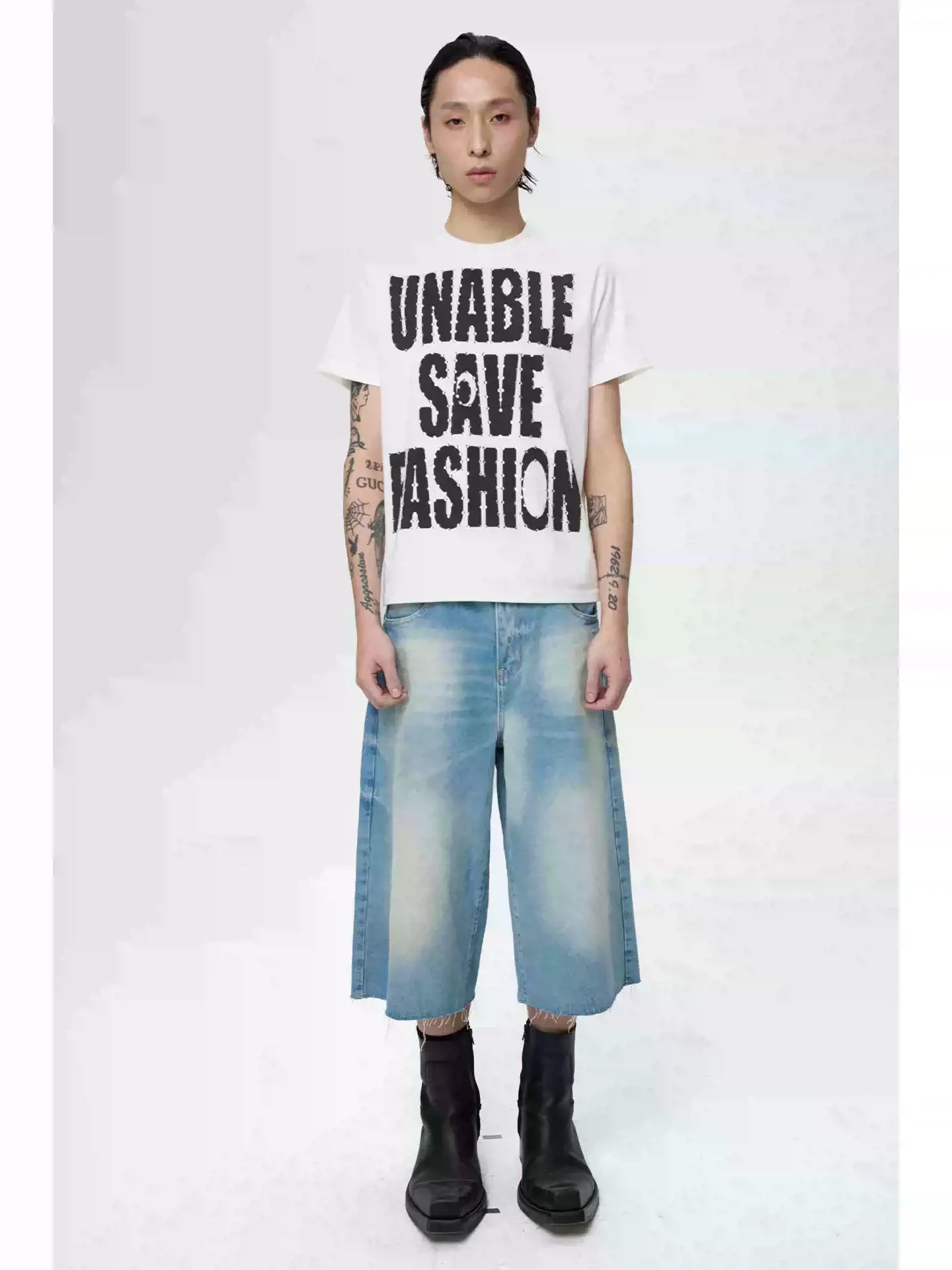 KARMANISTIC Rhinestone Slogan Print Tee