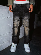 TGFCLUB Multi Pocket Washed Skinny Jeans