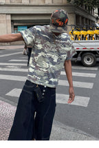 STEEPC Aged Forest Camo Pearl Embellished Print Tee