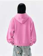 MEDM Flower Embroidered Zip Up Hoodie
