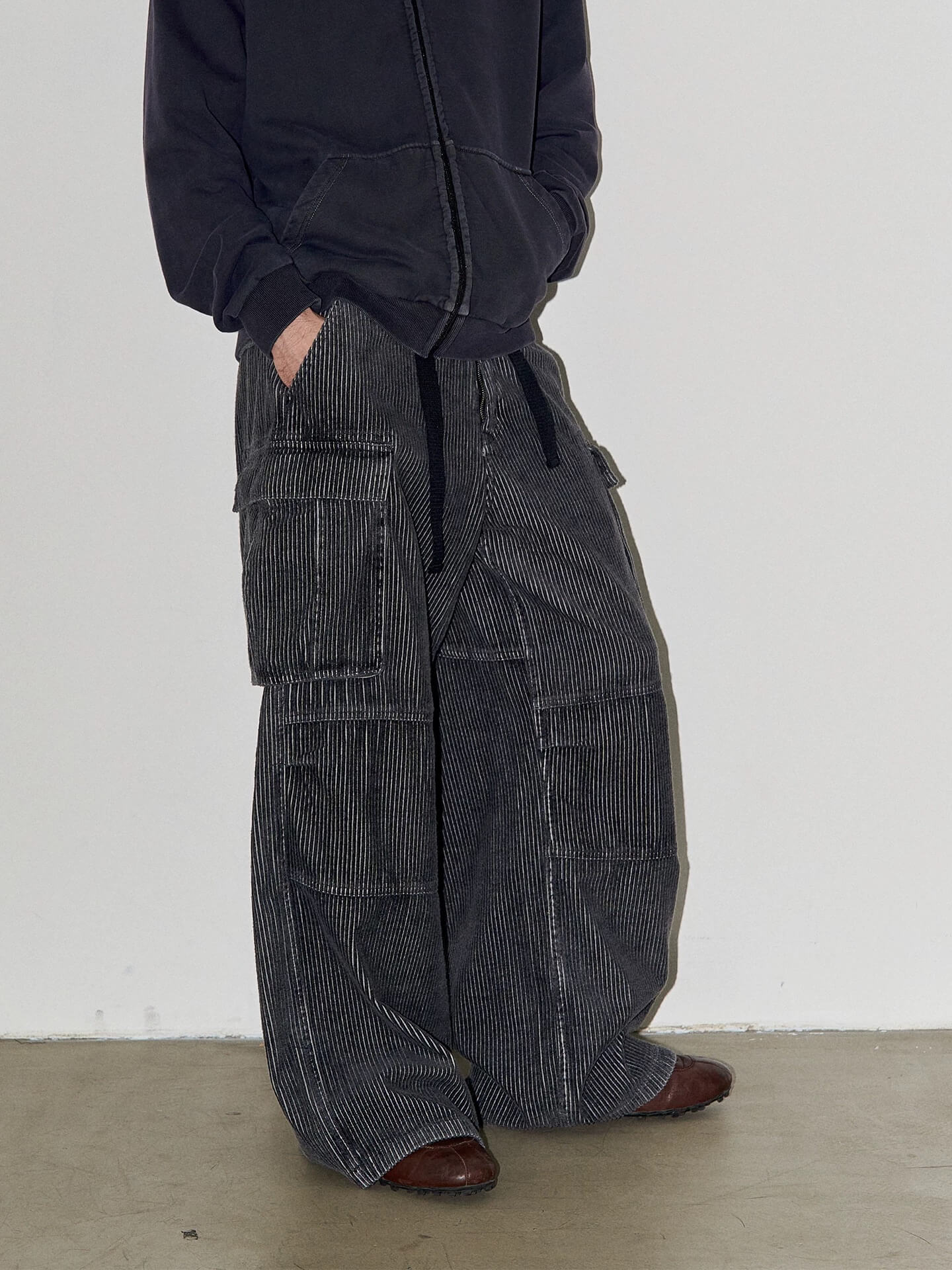 LIBERAFIT Vintage Corduroy Flap Pocket Baggy Cargo Pants