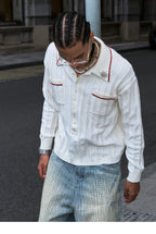 STEEPC Twisted Stripe Polo Knit Sweater