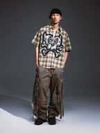 Remedy Skull Print Plaid Short Sleeve Shirt