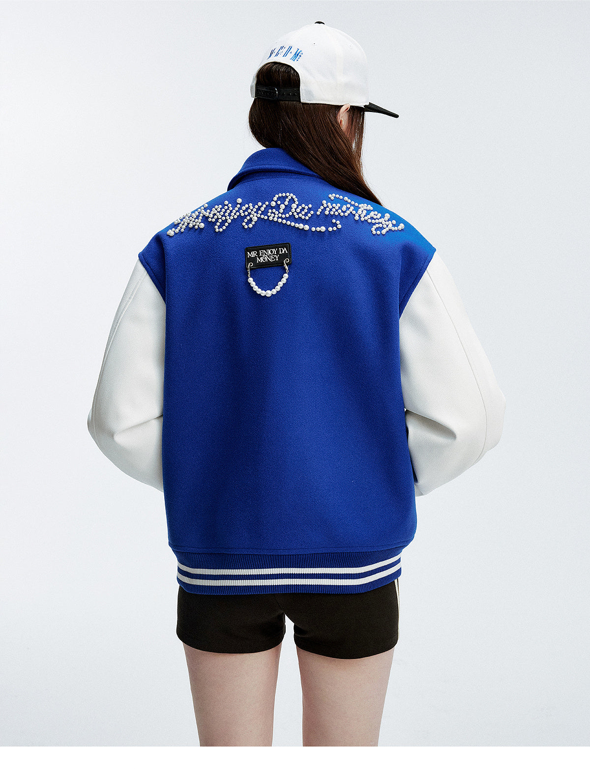MEDM Pearl Logo Color Block Varsity Jacket