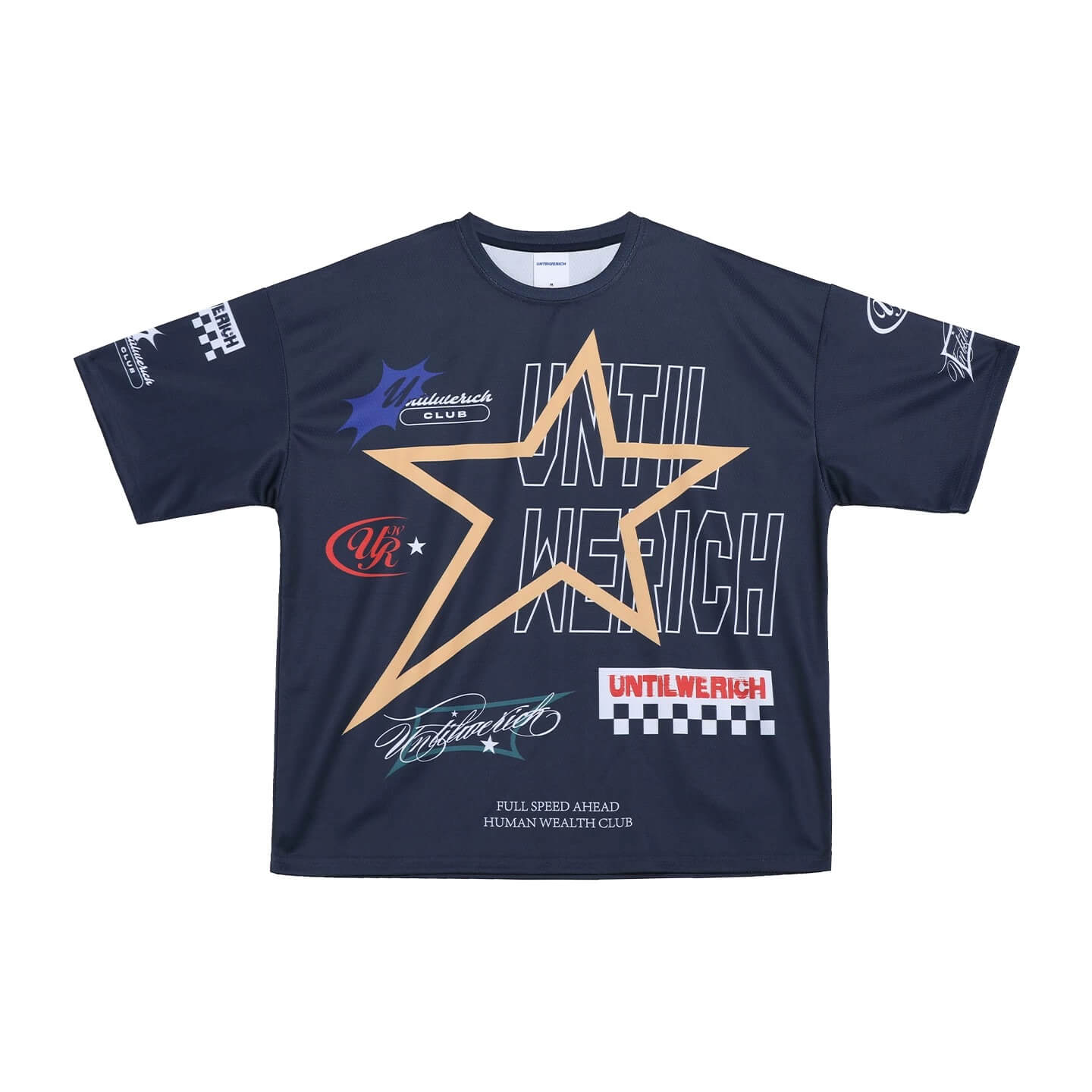 UNTILWERICH Star Print Short Sleeve Mesh Hockey Jersey