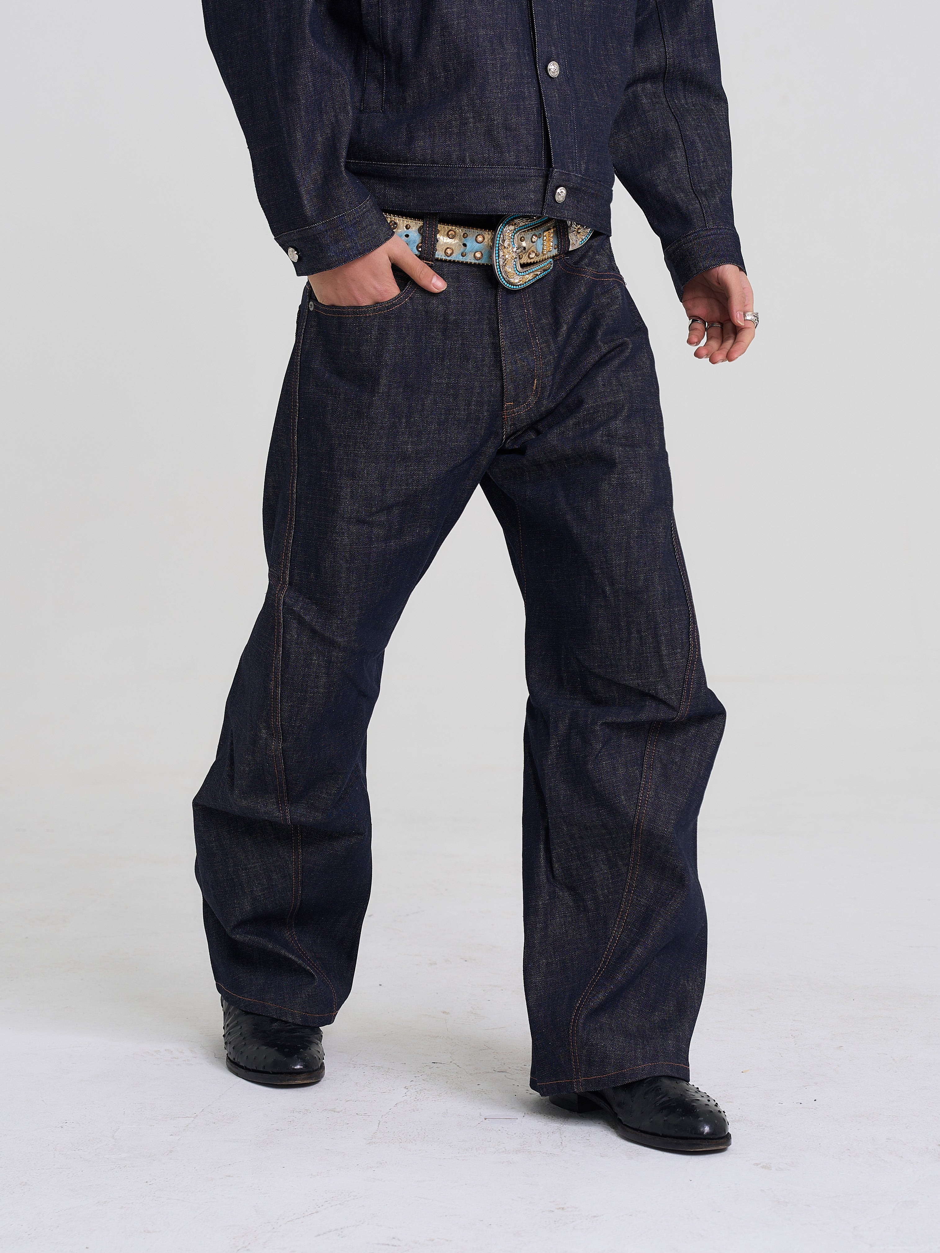 EVILKNIGHT(EK) Classic Tailoring Line Wide-Leg Jeans