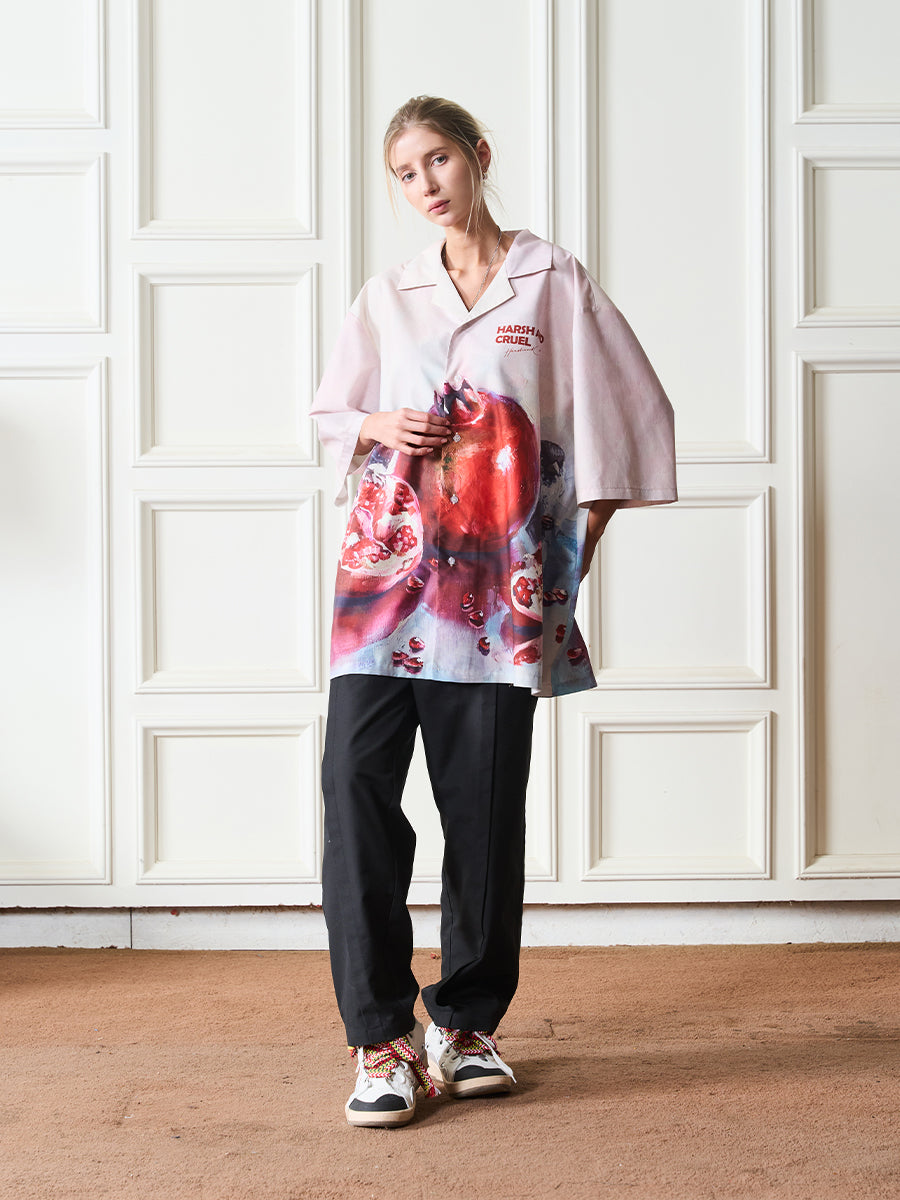 Harsh and Cruel Pomgranate Full Print Cuban Shirt