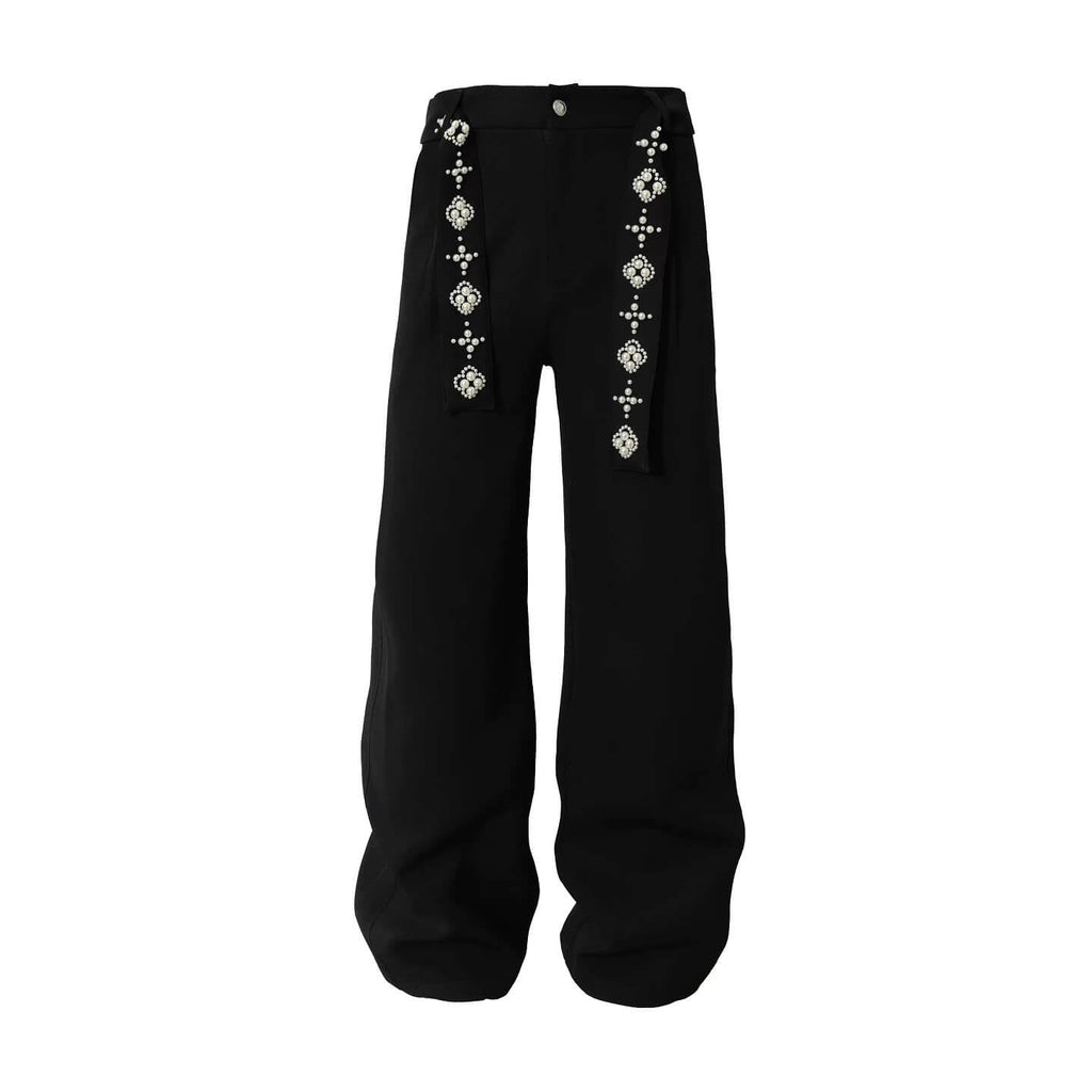 YADcrew Pearl Belt Suit Pants