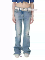 KARMANISTIC Cutoff Washed Flared Jeans