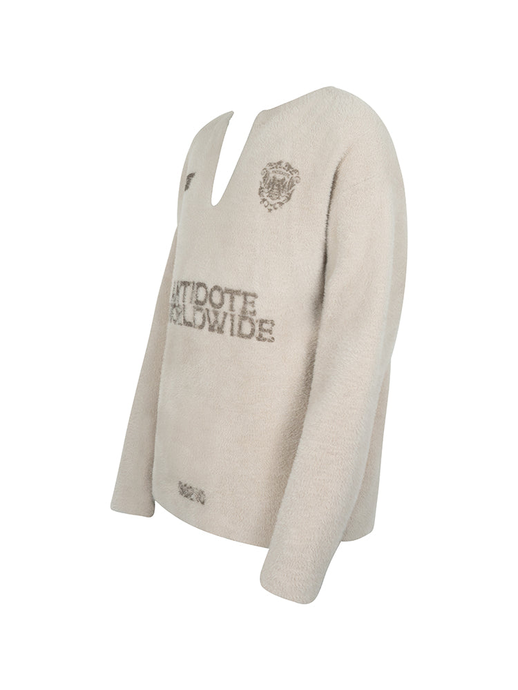 ANTIDOTE Imitation Mink Sports Print Knit Sweater
