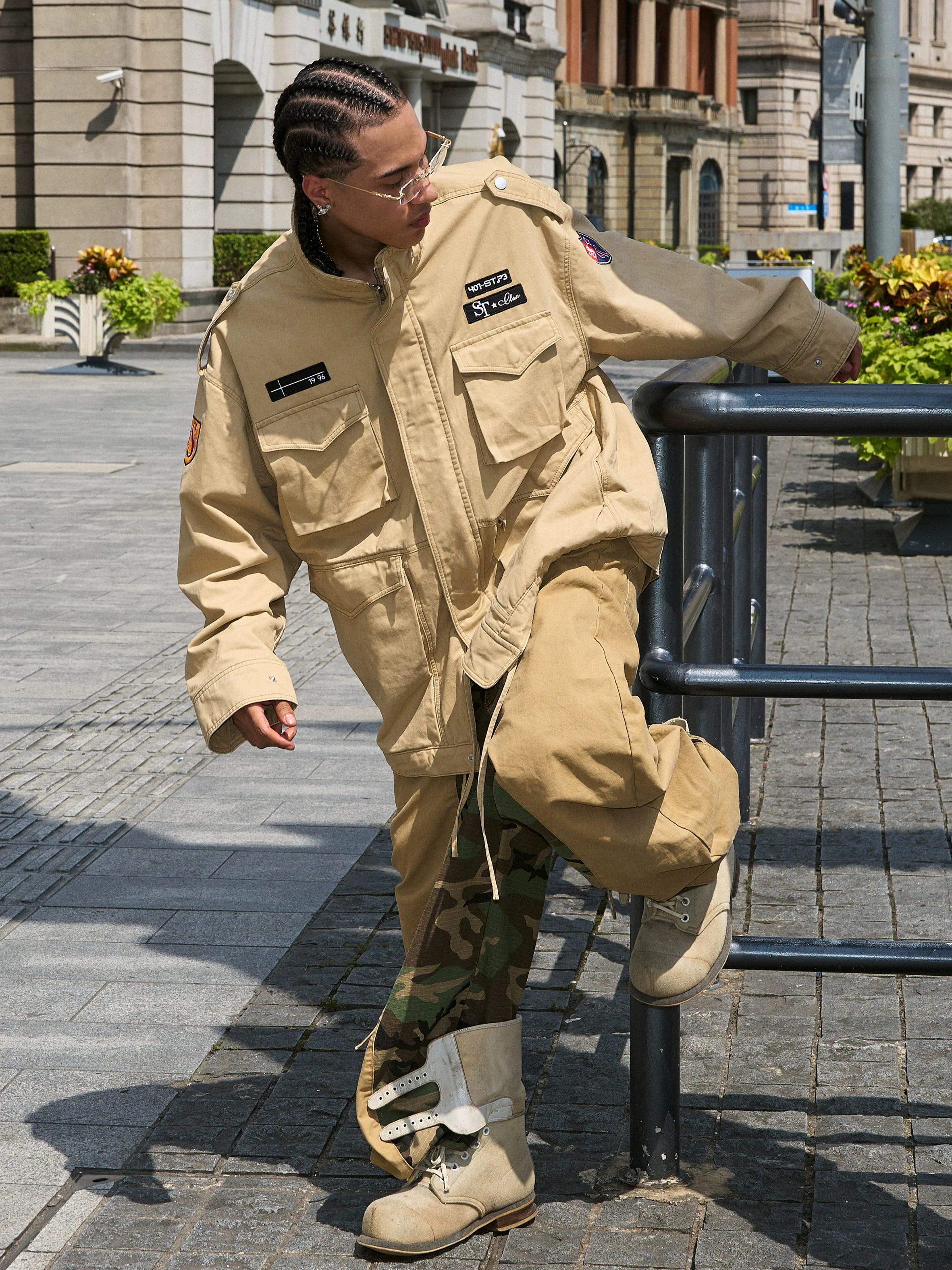 STEEPC Khaki Patch Embroidery M-65 Field Jacket