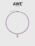 AWE Stone Beads Cross Necklace