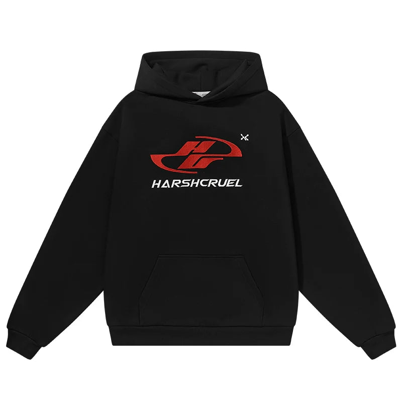 Harsh and Cruel Dynamic Embroidered Logo Loose Hoodie