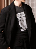 SOD Co. Rock Print Distressed Cropped Long Sleeve Tee