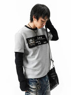 Night Lab Kiss Me Playlist Patch Layered Waffle Sleeve Tee