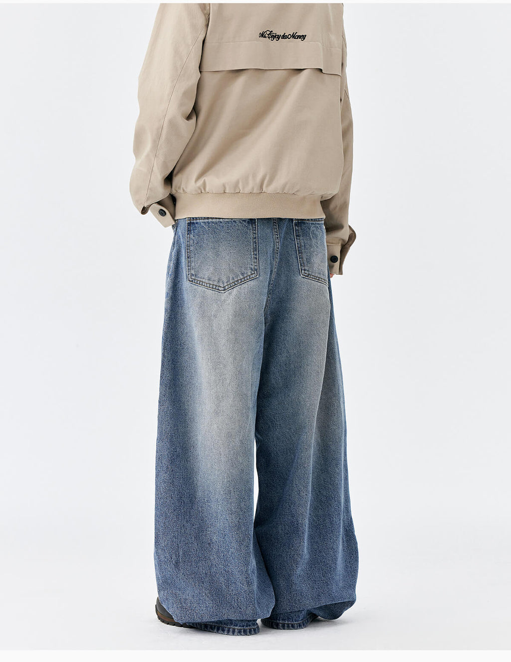 MEDM Flower Vine Laser Burnout Washed Machete Jeans