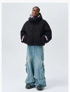 MEDM Embossed Logo Hooded Down Jacket