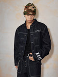 MEDM Embroidered Raw Denim Jacket