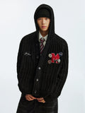 MEDM Stripe Knit Hooded Cardigan