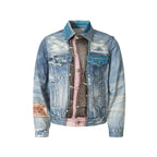 YADcrew Washed Digital Print Denim Jacket