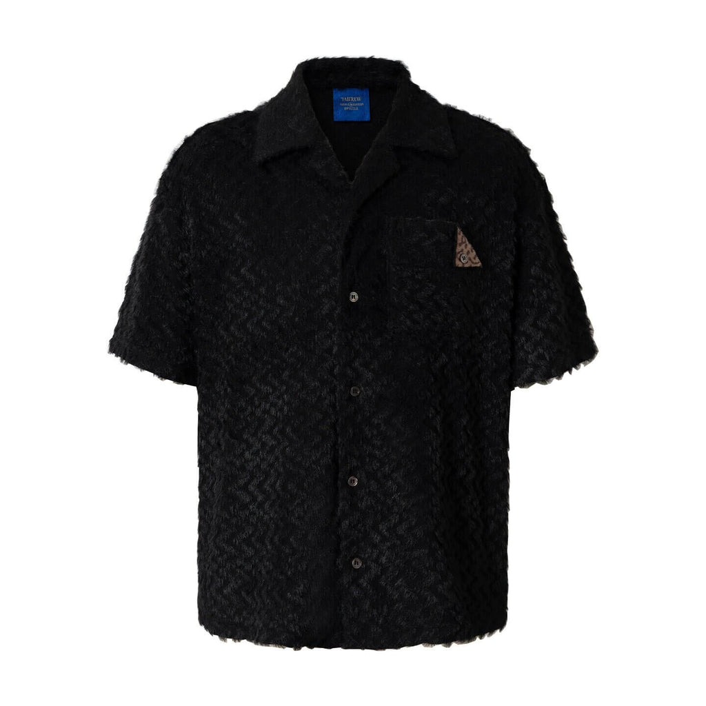 YADcrew Wavy Stripe Fuzzy Short Sleeve Shirt