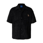 YADcrew Wavy Stripe Fuzzy Short Sleeve Shirt