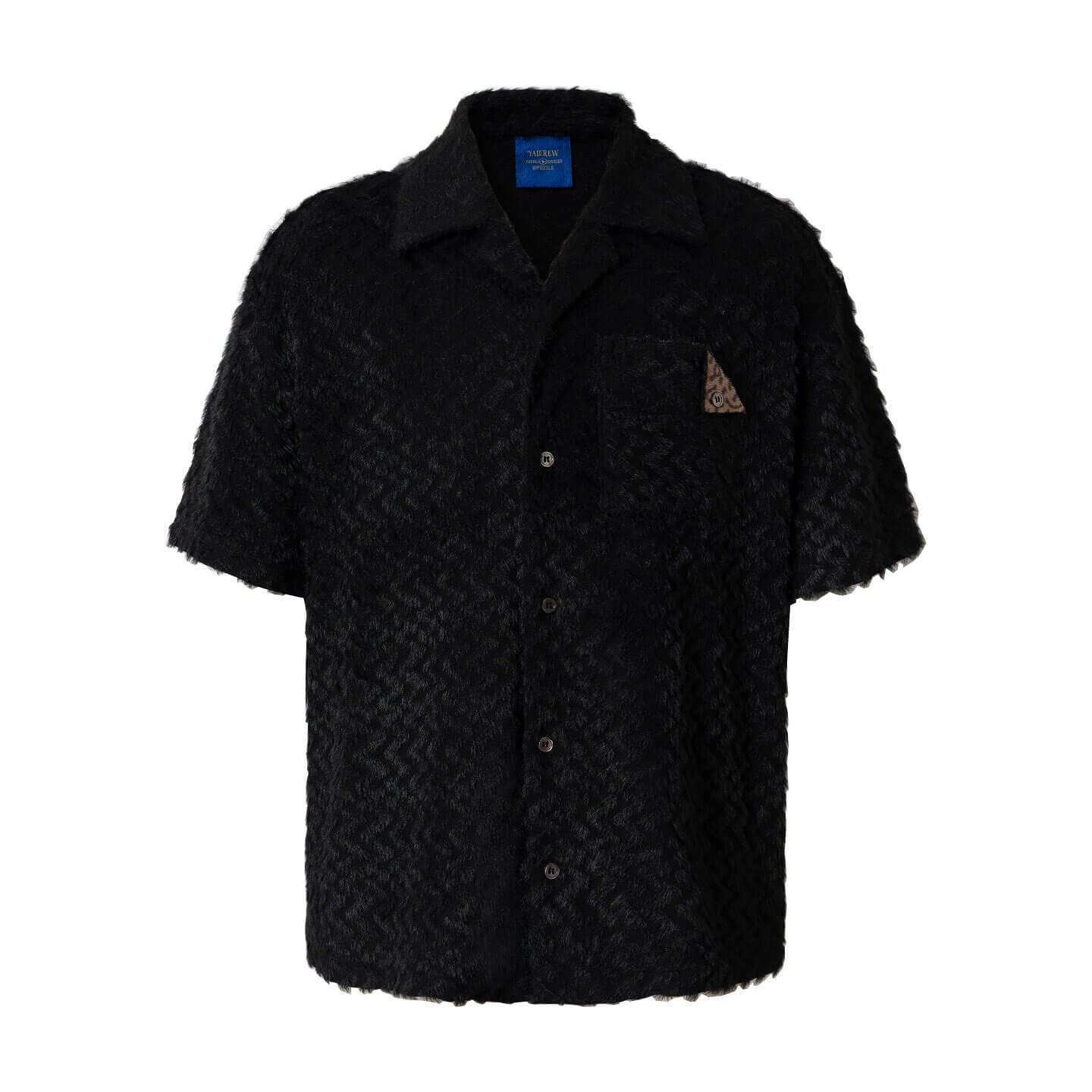 YADcrew Wavy Stripe Fuzzy Short Sleeve Shirt