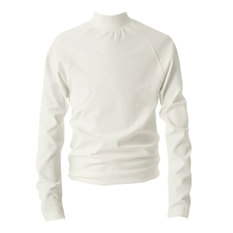 KARMANISTIC Slim Stretch Mock Neck Long Sleeve Tee