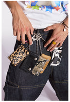 Remedy Metal Studded Keychain Coin Card Zipper Leather Wallet