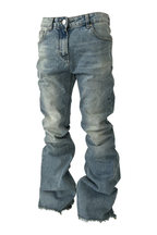 KARMANISTIC Cutoff Washed Flared Jeans