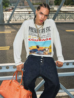 STEEPC Vintage Photo Print Long Sleeve Tee